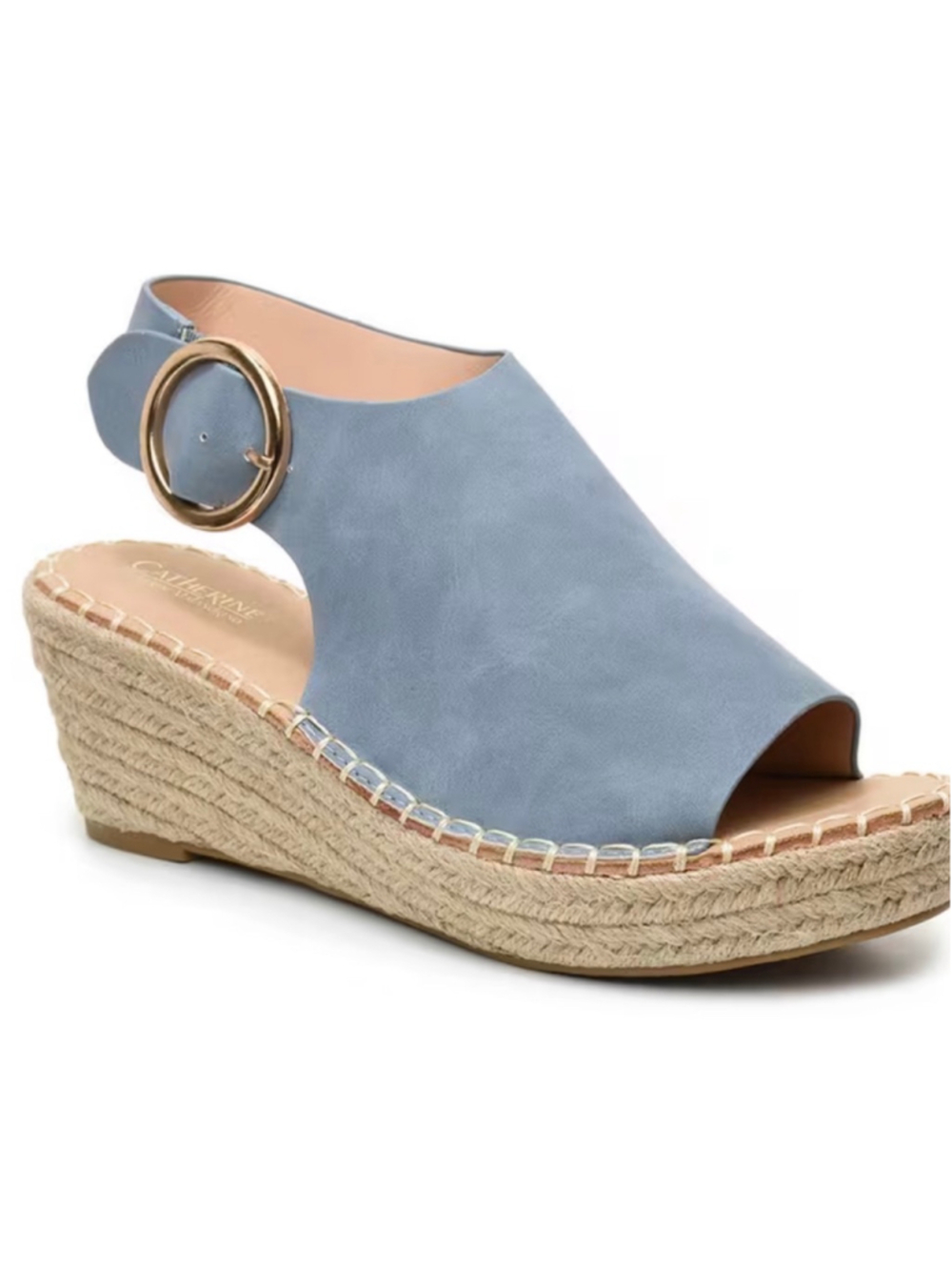 New Catherine Malandrino Cirkly Blue Suede Wedges SZ 9